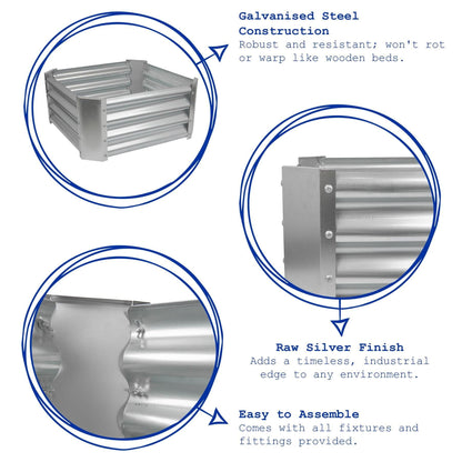 120cm x 60cm Rectangle Galvanised Steel Raised Garden Bed