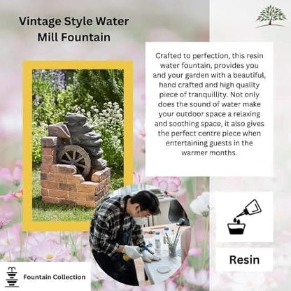 Heywood Mill Garden Solar Water Fountain Water Feature