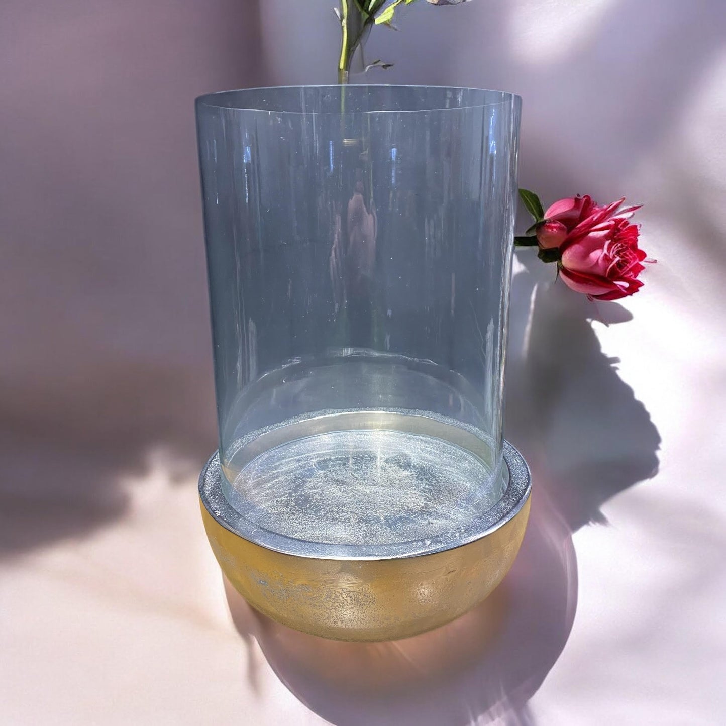 32CM NICKEL PLATED HURRICANE CANDLE HOLDER