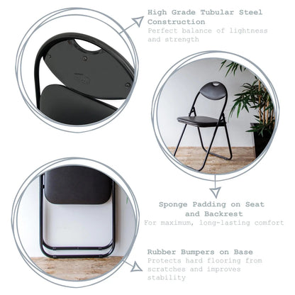 Black Curved Black Framed Padded Folding Chair