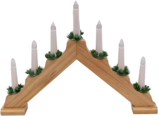 Natural Wooden LED Christmas Candle Bridge