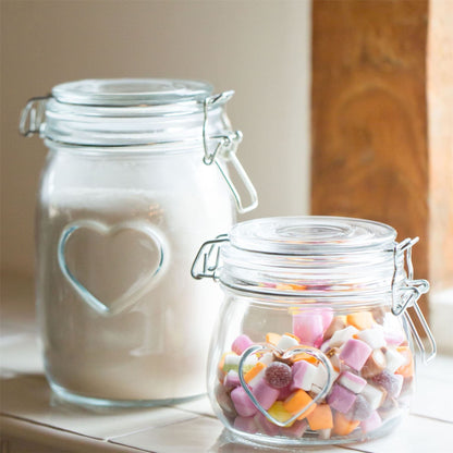 1.5L Air tight Glass Storage Jar with Embossed Heart Detail
