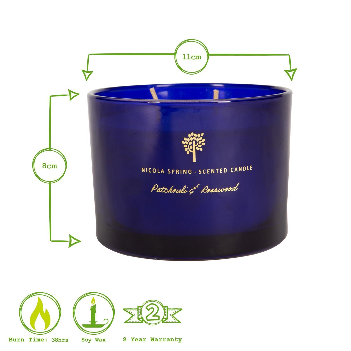 350g Double Wick Patchouli & Rosewood Soy Wax Scented Candle