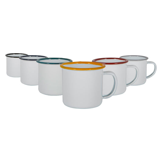 130ml White Enamel Espresso Cups - Pack of Six