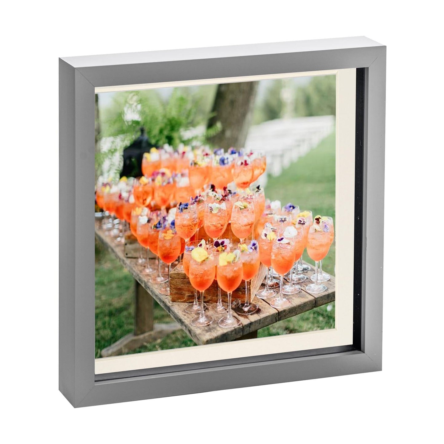 10" x 10" Grey 3D Box Photo Frame - with 8" x 8" Mount
