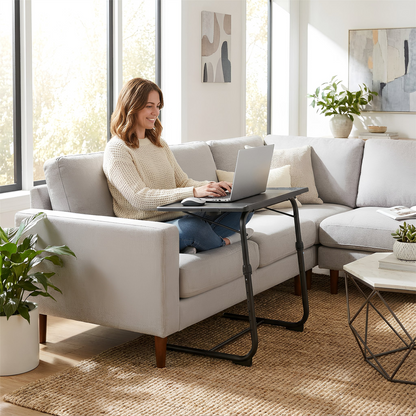 Height Adjustable Folding Laptop Table - Black
