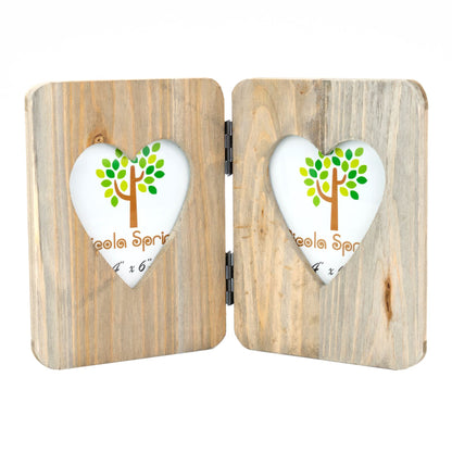 4" x 6" Wooden Hearts Standing Double Photo Frame