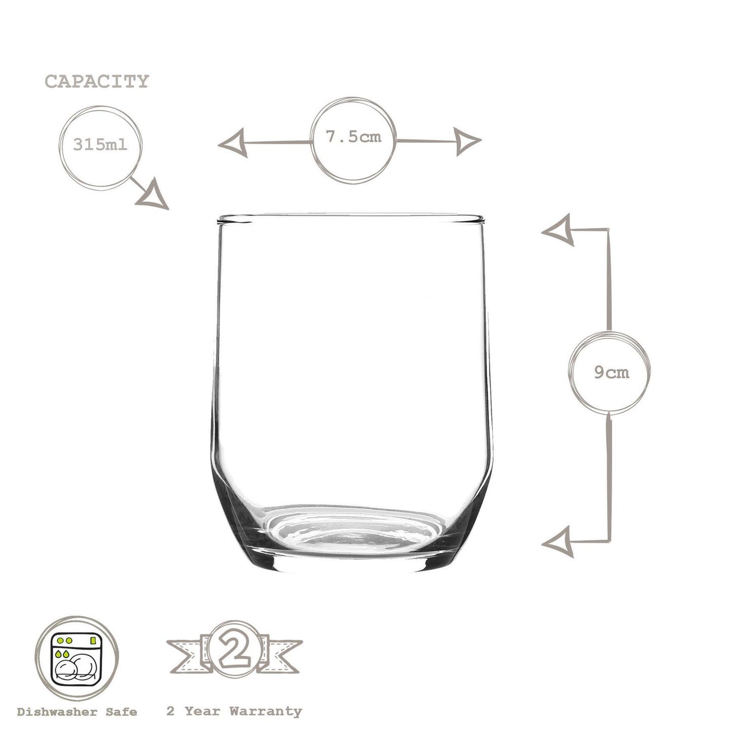315ml Sude Tumbler Glasses - Pack of Six