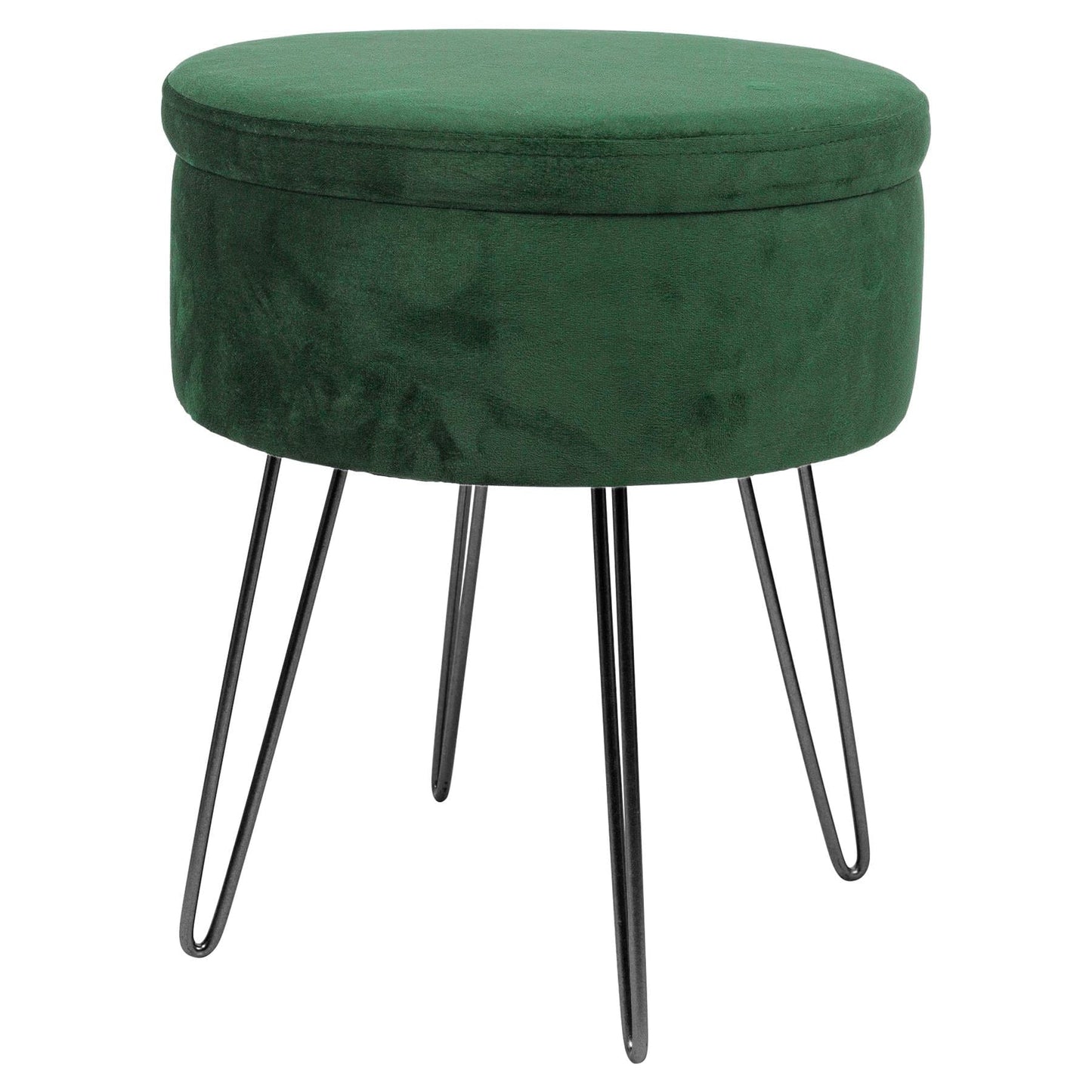 Green Round Velvet Storage Footstool