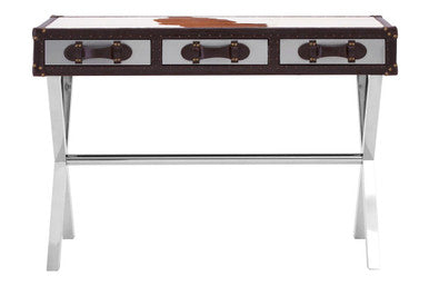 Kensington Townhouse Brown And White Genuine Cowhide Console Table