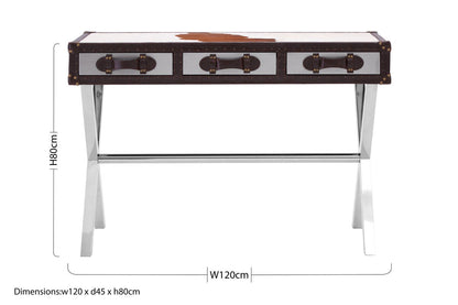 Kensington Townhouse Brown And White Genuine Cowhide Console Table