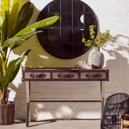 Kensington Townhouse Brown And White Genuine Cowhide Console Table