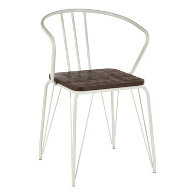 District White Metal And Elm Wood Armchair