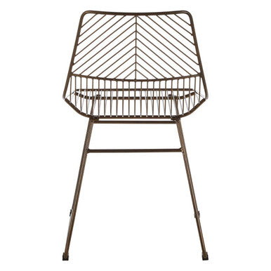 District Bronze Metal Wire Tapered Legs Chair