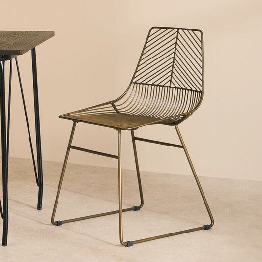 District Bronze Metal Wire Tapered Legs Chair