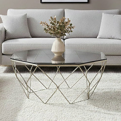 Allure Hexagon Coffee Table With Brushed Nickel Base