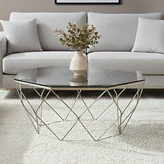 Allure Hexagon Coffee Table With Brushed Nickel Base
