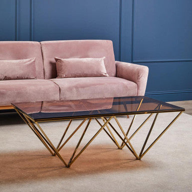Allure Champagne Metal Prismatic Legs Coffee Table