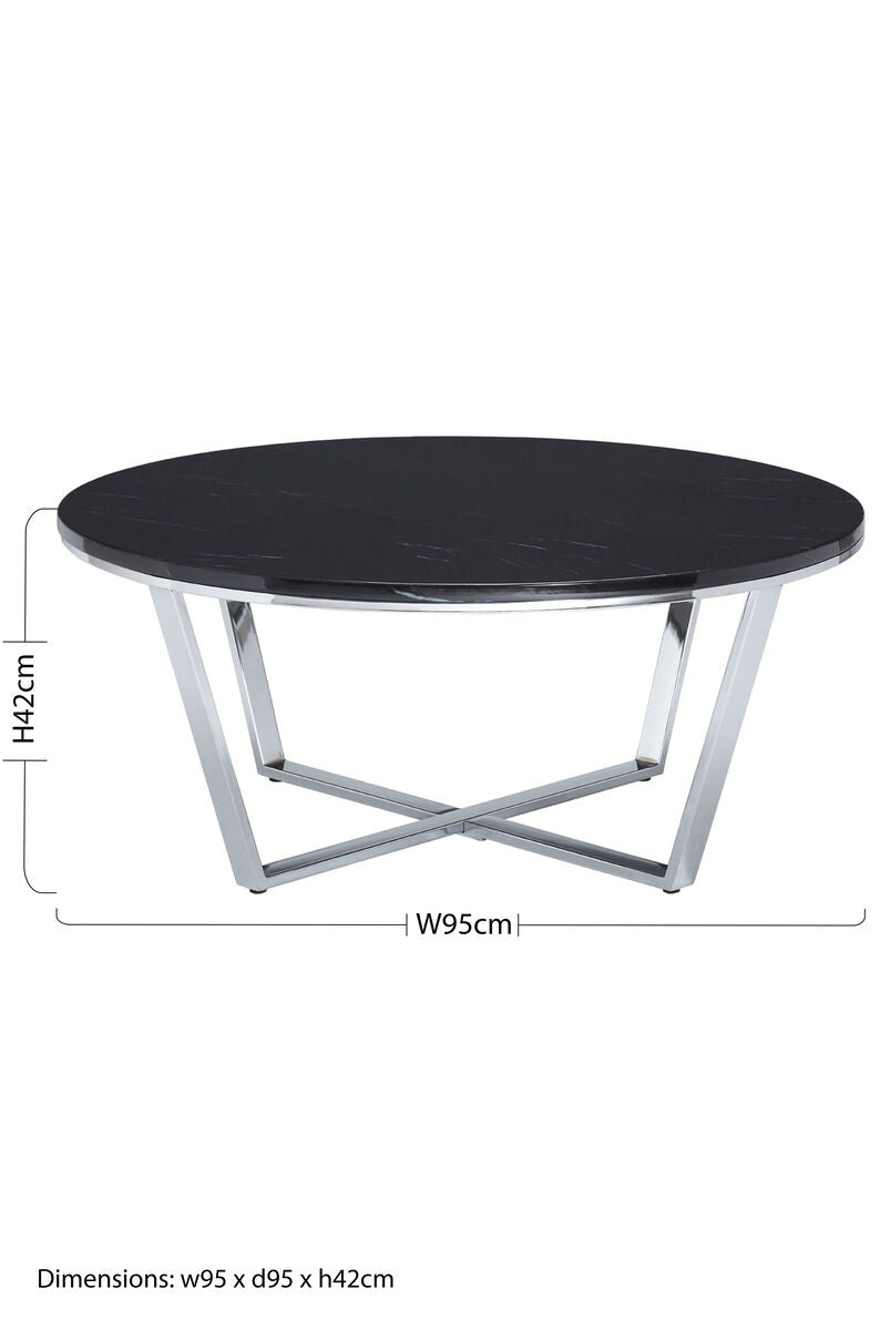 Allure Round Black Faux Marble Coffee Table