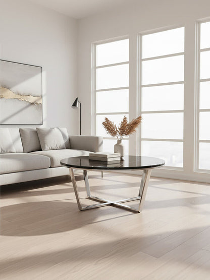 Allure Round Black Faux Marble Coffee Table