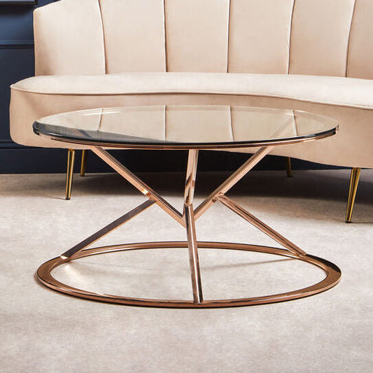 Allure Corseted Round Rose Gold Coffee Table