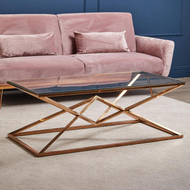 Allure Corseted Rose Gold Coffee Table