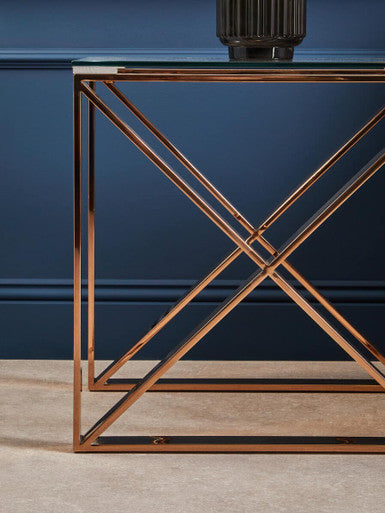Allure Rose Gold Cross Legs End Table