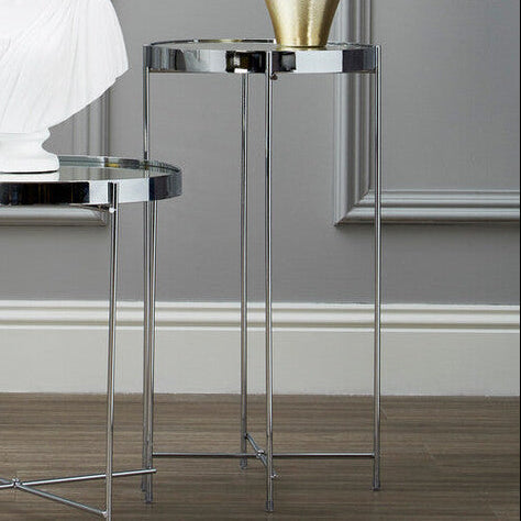 Allure Silver Mirror Tall Side Table