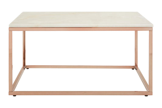 Allure Square Rose Gold And Marble Coffee Table