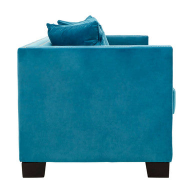 2 Seater Cyan Blue Velvet Sofa, Sofia