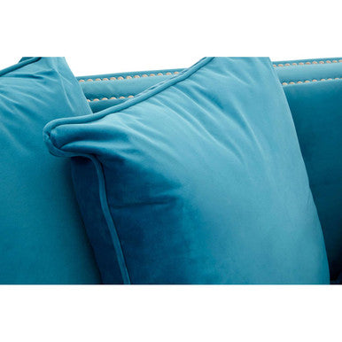 2 Seater Cyan Blue Velvet Sofa, Sofia