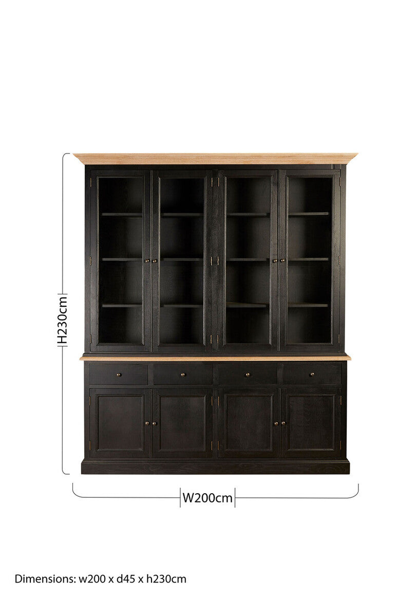 Lyon Black Oak Wood Large Cabinet