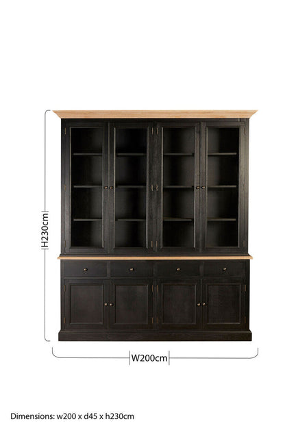 Lyon Black Oak Wood Large Cabinet