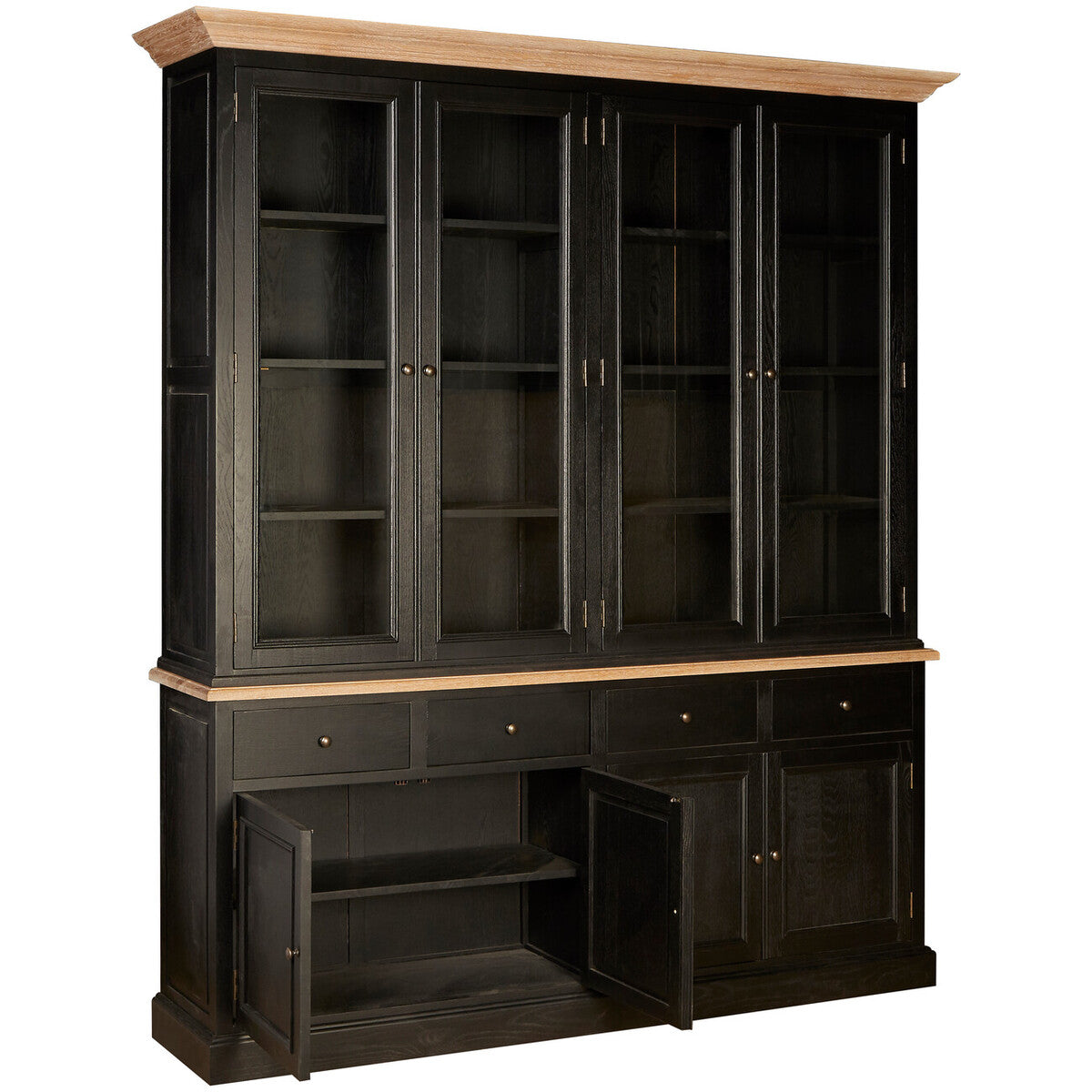 Lyon Black Oak Wood Large Cabinet