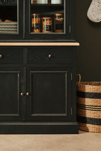 Lyon Black Oak Wood Large Cabinet