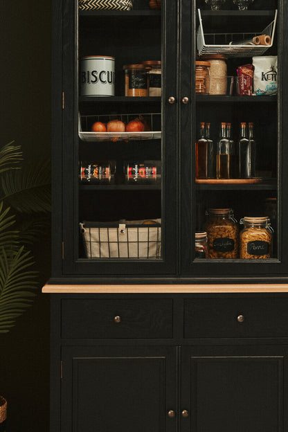 Lyon Black Oak Wood Large Cabinet