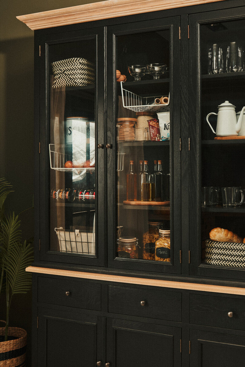 Lyon Black Oak Wood Large Cabinet