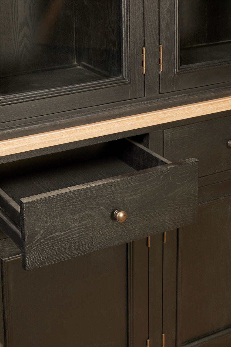 Lyon Black Oak Wood Large Cabinet