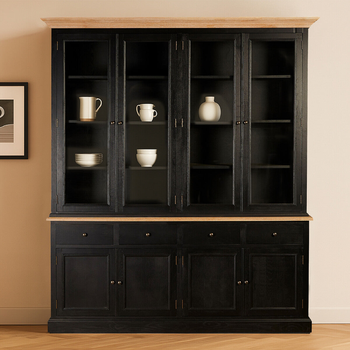 Lyon Black Oak Wood Large Cabinet
