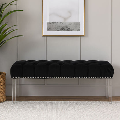 Clarence Black Velvet Bench