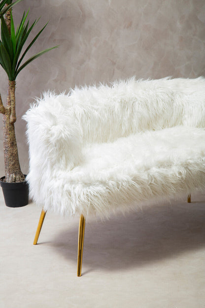Fur Effect Sofa with Gold Legs, Clarence