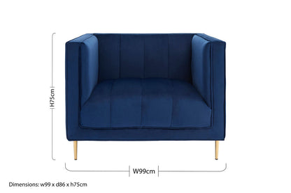 Otylia Deep Blue Velvet Armchair