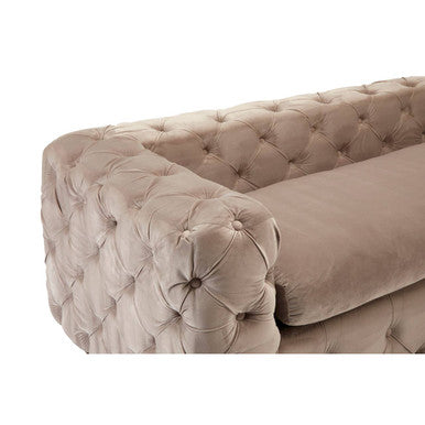 3 Seater Beige Velvet Sofa, Ophelia