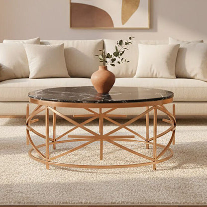 Alvaro Black Marble And Rose Gold Coffee Table