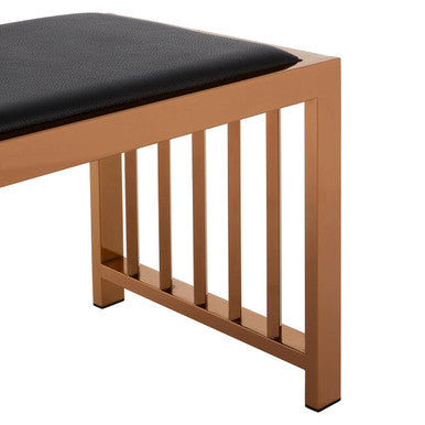 Novara Black Leather and Rose Gold Finish Bench