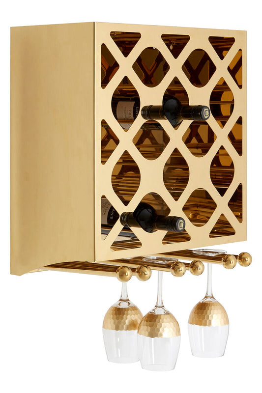 Novo 12 Bottle Gold Finish Wine Rack