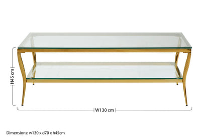 Arezzo Tempered Glass Two Tier Coffee Table