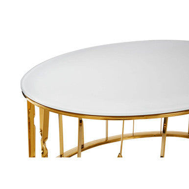Arezzo Round Coffee Table With Gold Finish Frame