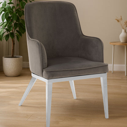 Eliza Grey Velvet Dining Chair With Silver Finish Legs
