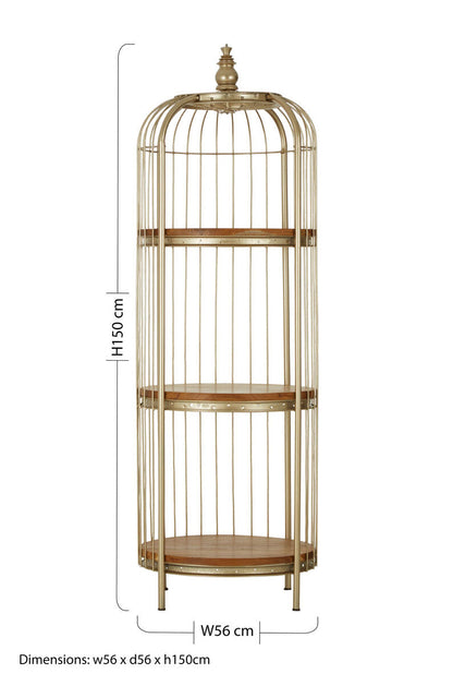 Mantis 3 Tier Champagne Gold Birdcage Shelf Unit